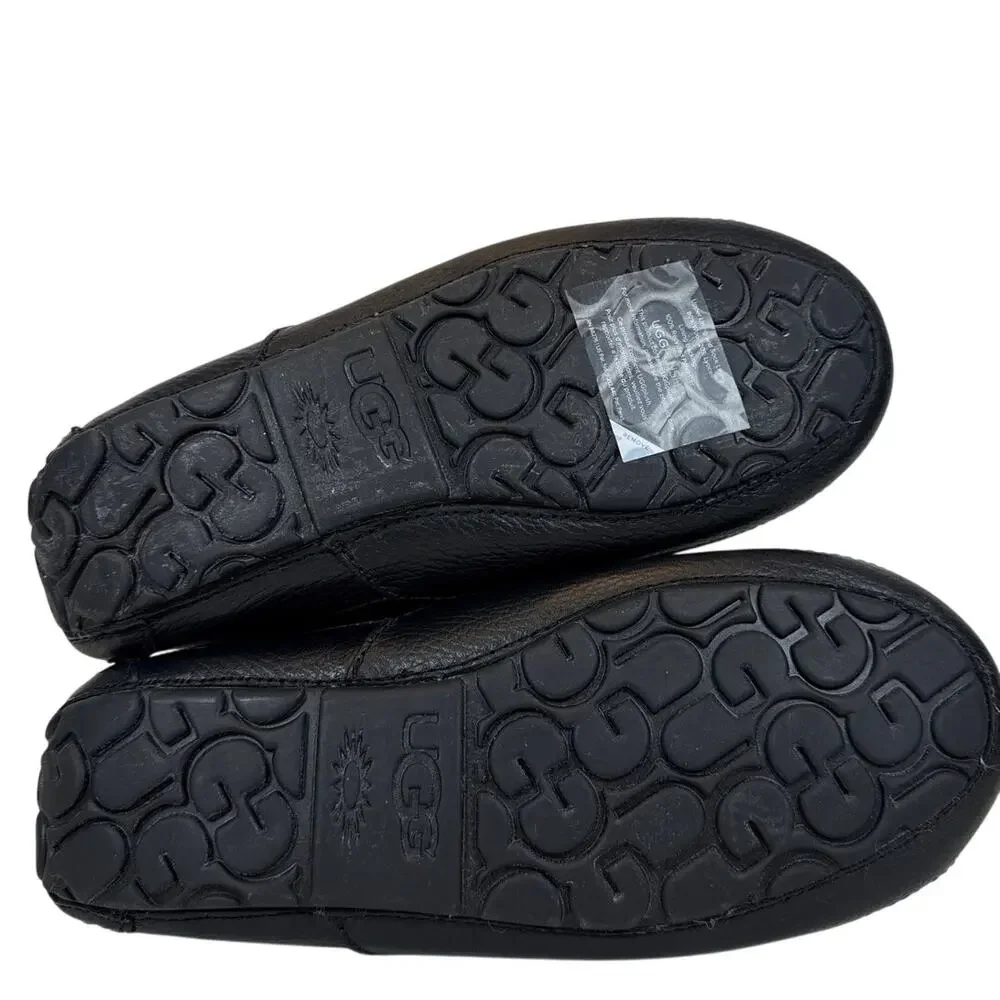 Ugg Ascot Slipper Mens Size 8 Black‎ Leather Slip On Lined UGG Men main image 4